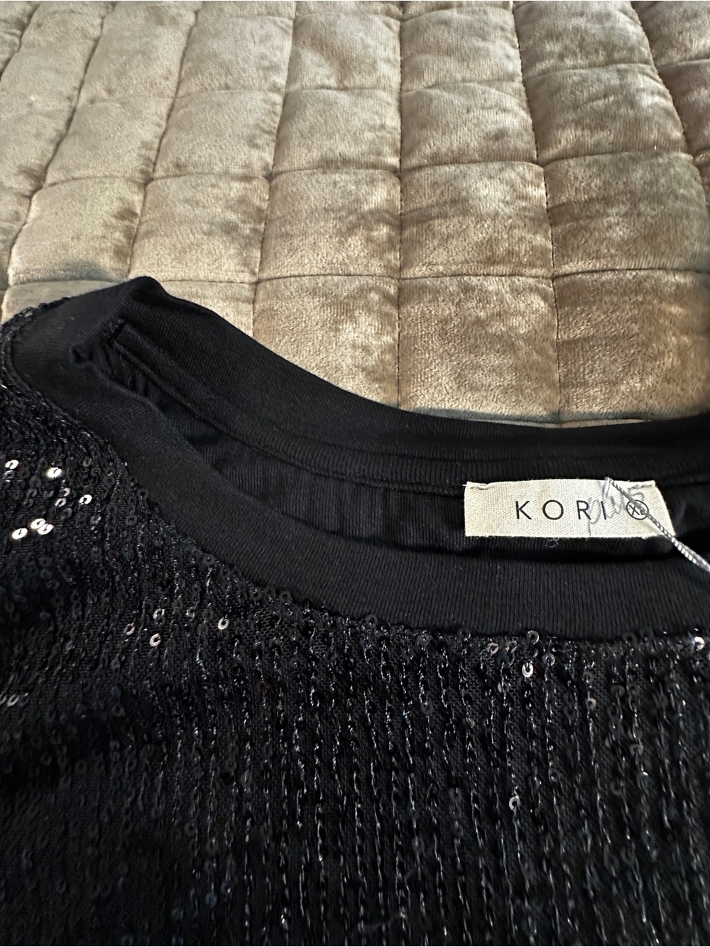 Kori Black Sequin Short Sleeve Tee - Picture 6 of 9